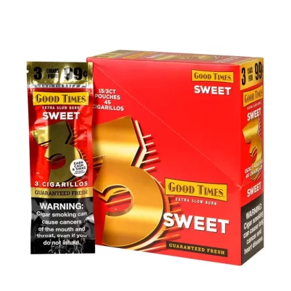 Good Times Cigarillos Sweet, 15 Packs of 3 Pre-Priced 3 x 99c