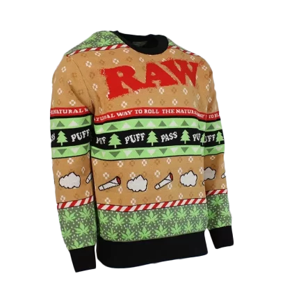 Raw Ugly Christmas Sweater Tan/Black/Green
