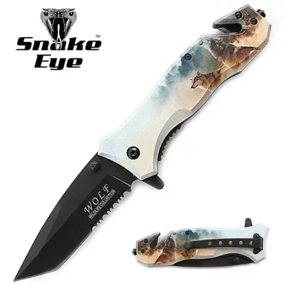 Snake Eye Tactical Rescue Style Spring Assisted Knife 4.5″ Closed –