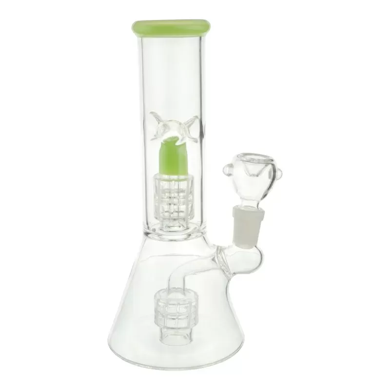 Color Tip Double Matrix Beaker Bong – 8 inches