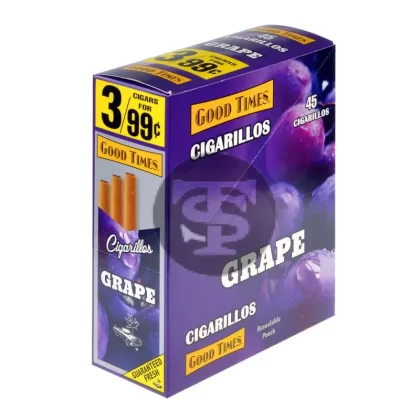 Good Times Cigarillos Grape 3 for 99 Cents Pre Priced 15 Packs of 3