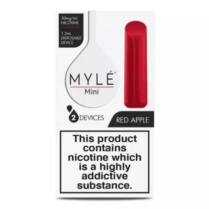Myle Mini Disposable Pods 320 Puffs – 2 Pack Devices – Red Apple