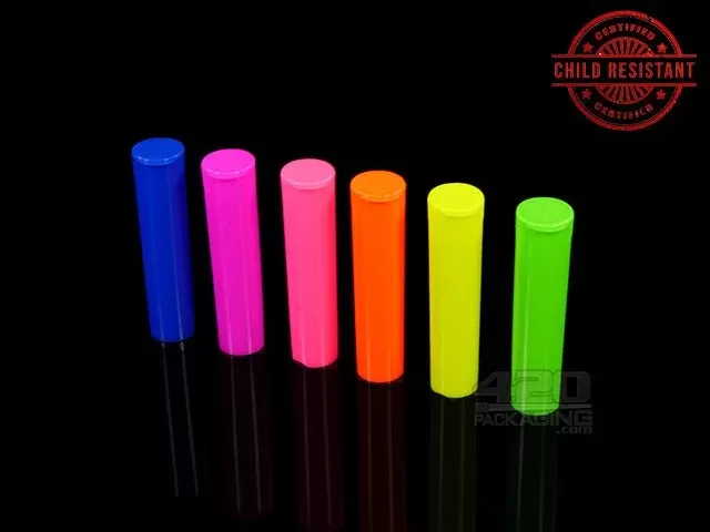Squeezetops® 84mm Fluorescent Mix Child Resistant J-Tubes (073100-CR)
