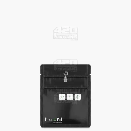 Child Resistant & Tamper Evident | Pinch N Pull Matte Black Mylar Bags