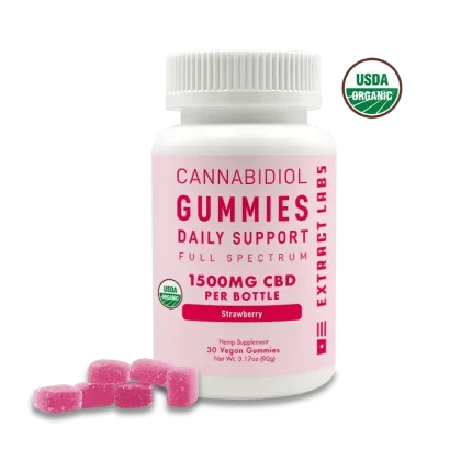 Extract Labs Organic CBD Gummies | Daily Support | Strawberry