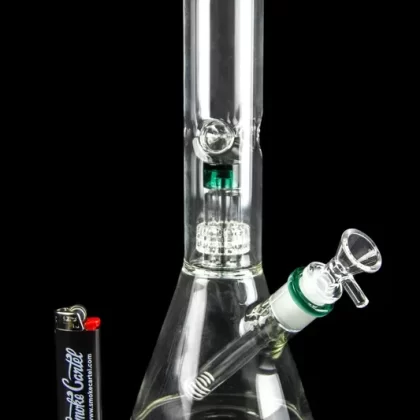 Glass Beaker Ice Bong with Drum Perc