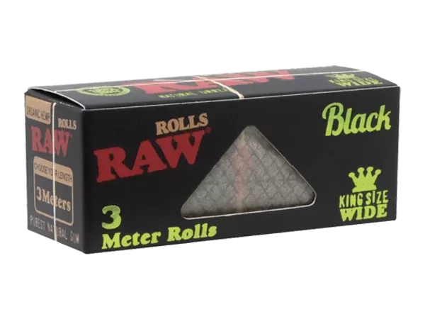 Raw Rolls 3 Meter Black Organic Hemp King Wide Size