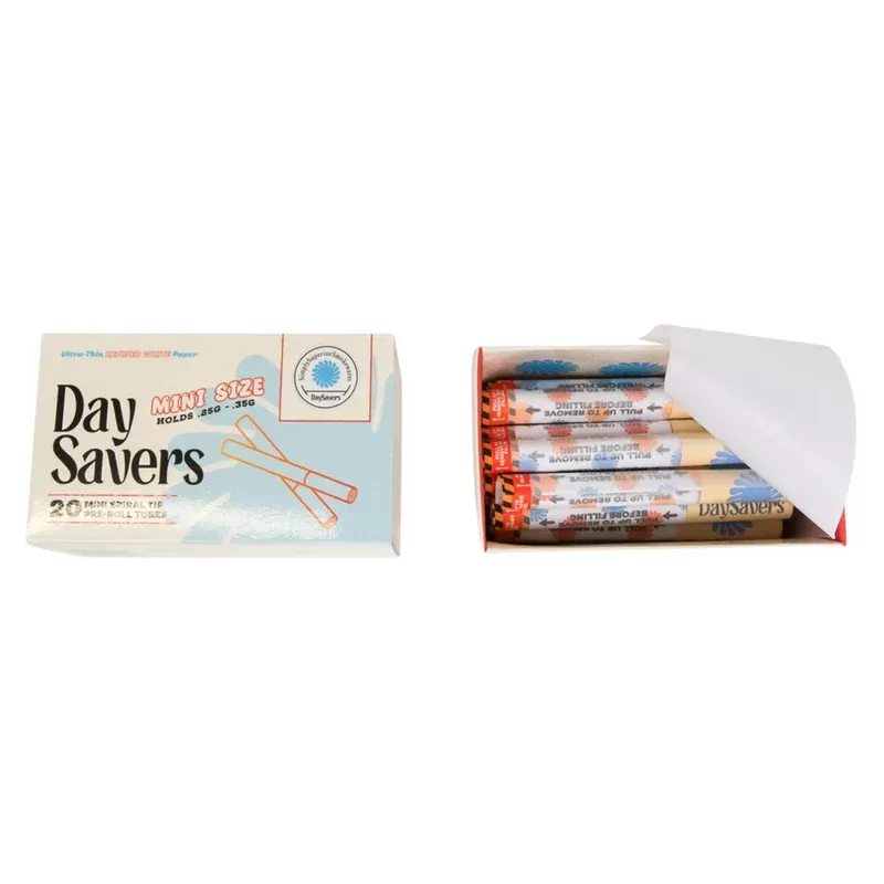 DaySavers Minis Refined White Artisan Pre Rolled Tubes – 20 Pack