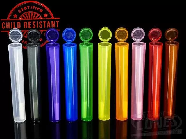 Squeezetops® 116mm Transparent Child Resistant J-Tubes (074300-CR)