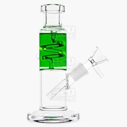 Glycerin Coil Mini Straight Tube Water Pipe | 6in Long – Glass – Green