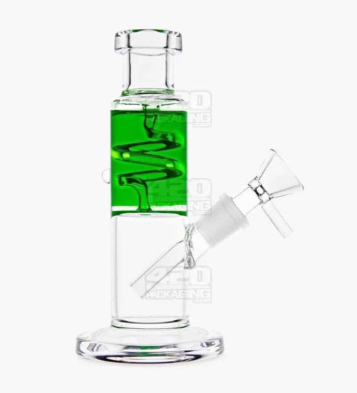 Glycerin Coil Mini Straight Tube Water Pipe | 6in Long – Glass – Green
