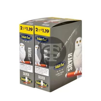 White Owl Cigarillos $1.19 Pre Priced 30 Packs of 2 Cigars Silver