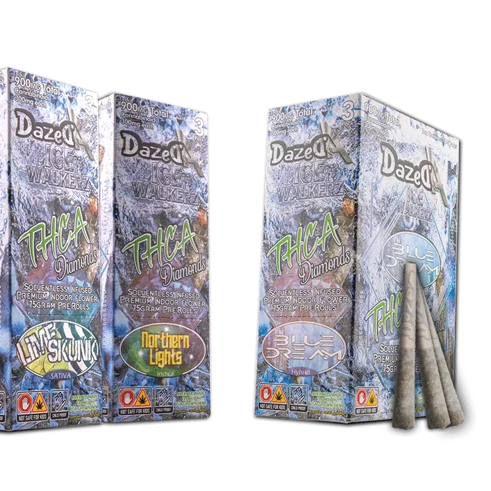DazedA THC-A Diamonds Icewalkers 3-Pack Pre-Rolls (2.25g)