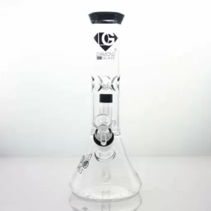 Diamond Glass Clear Mansion Showerhead Beaker Bong