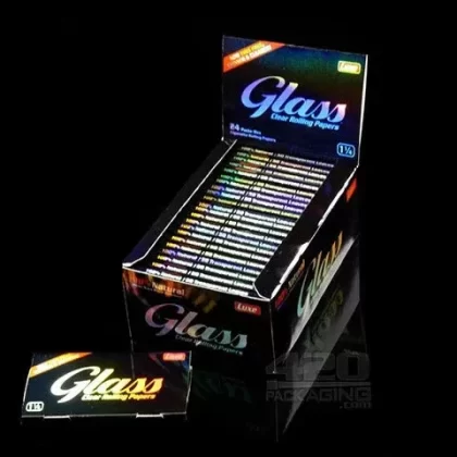 Glass 1 1-4 Size Clear Rolling Papers 24/Box