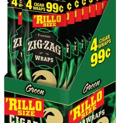 Zig Zag Green Rillo Size Blunt Wraps