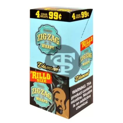 Zig Zag Rillo Size Cigar Wraps 4 for 99 Cents 15 Pouches of 4 Diamond