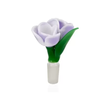 Empire Glassworks White Lavender Tulip Bowl – 14mm Male