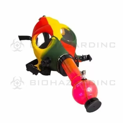 Gas Mask | Original Gas Mask Water Pipe | 8″ – Acrylic – Rasta