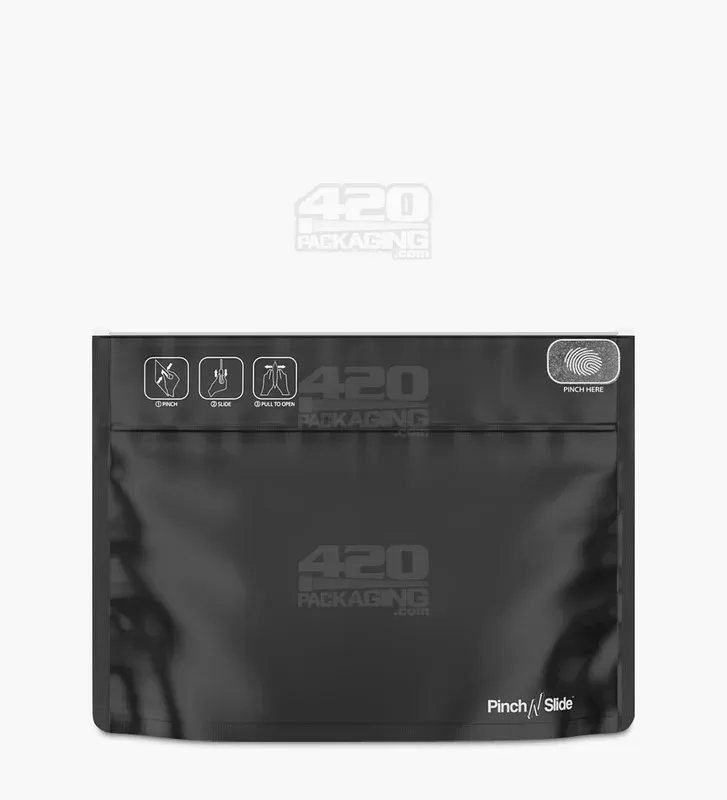 Child Resistant | Pinch N Slide ASTM Matte Black PCR Mylar Exit Bags