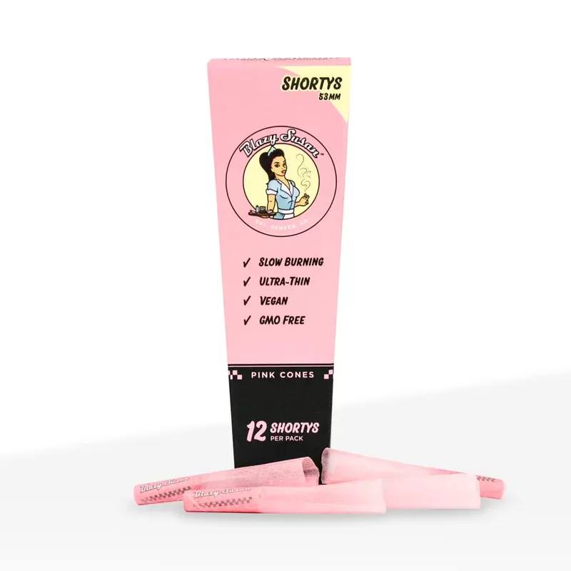 Blazy Susan | Shorty Sized Pre-Rolled Cones | 53mm – Pink – 21 Count