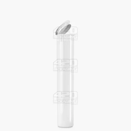 95mm White Opaque Child Resistant Pop Plastic Pre-Roll Tubes 1000/Box