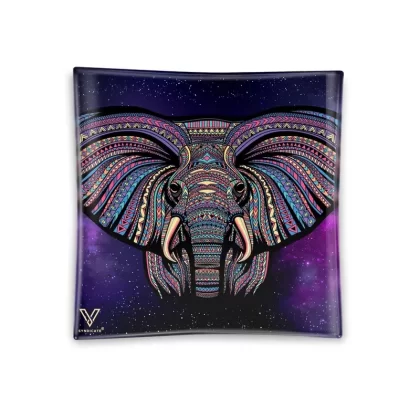V Syndicate Elephant Square Glass Ashtray – 4.5in
