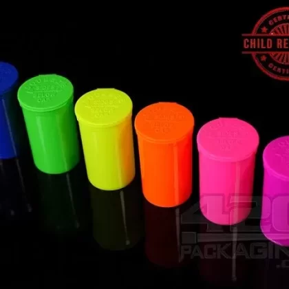 Squeezetops® PST13 Fluorescent Mix Child Resistant Containers 1200/Box