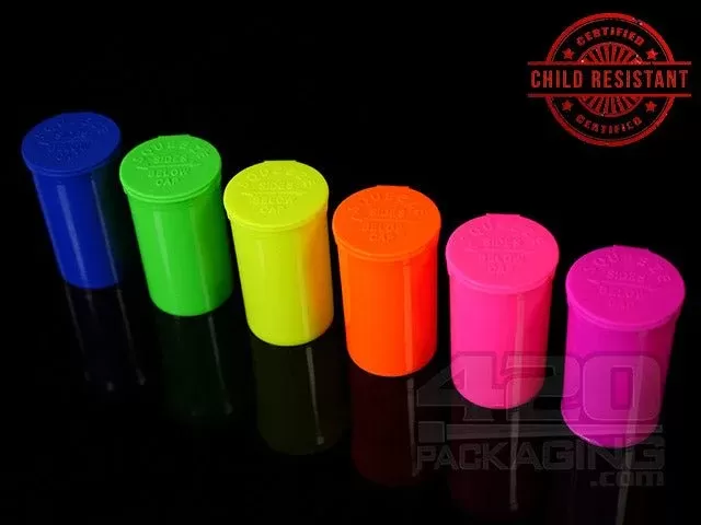 Squeezetops® PST13 Fluorescent Mix Child Resistant Containers 1200/Box