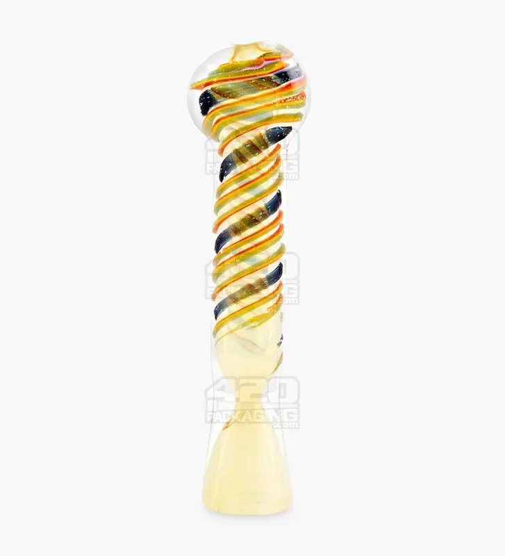 Swirl & Dichro Fumed Chillum Hand Pipe | 3.5in Long – Glass – Assorted