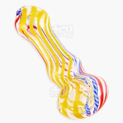 Ribboned & Swirl Spoon Hand Pipe | 3.5in Long – Glass – Assorted