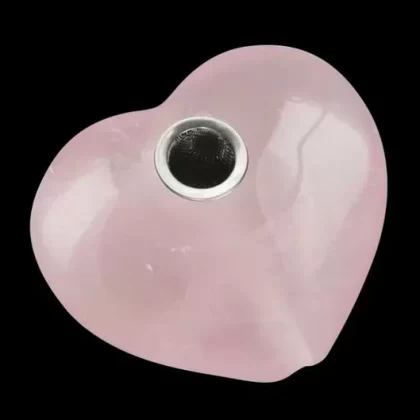 Gemstone Rose Quartz Heart Hand Pipe