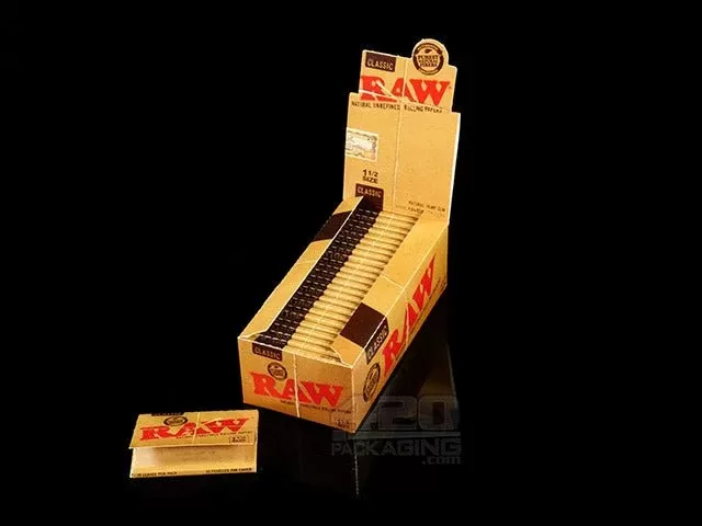 RAW 1 1-2 Size Classic Rolling Papers 25/Box