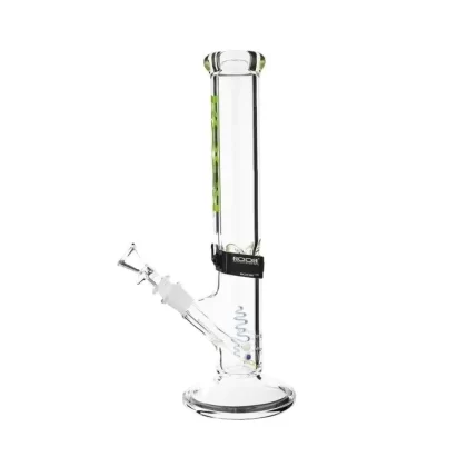 RooR® | Classic Straight Water Pipe | 14″ – 14mm – Neon Green Logo