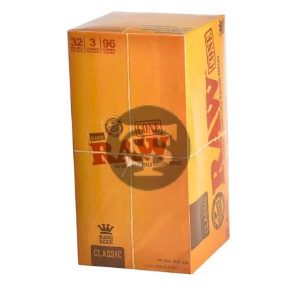RAW Classic Pre Rolled King Size Cones 32 Packs of 3