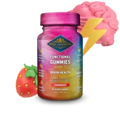 Royal Mushroom Brain Health Mushroom Mix Gummies For Kids Strawberry
