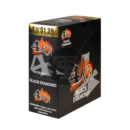 4 Kings Cigarillos 15 Packs of 4 Black Diamond, Pre-Priced $1.39