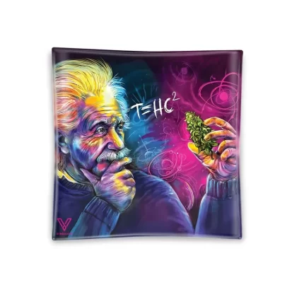 V Syndicate T=HC2 Einstein Shatter Resistant Square Glass Ashtray –