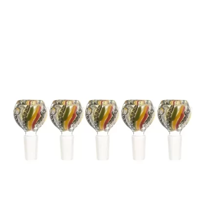 Bowl | Rasta Stripe White Lattacino Bowl | 14mm – Rasta – 5 Count