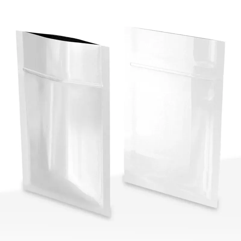 Tamper Evident | Glossy White Mylar Bags | 3″ x 4.5″ – 1g – 1000 Count