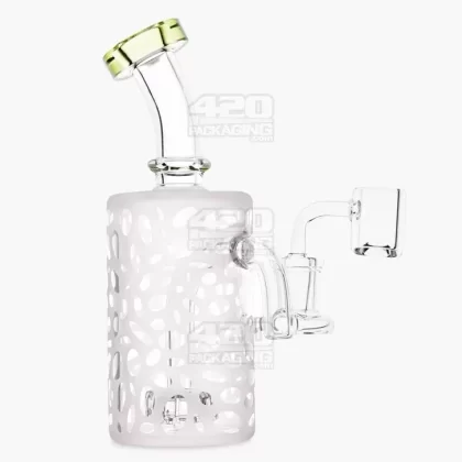 Bent Neck Showerhead Perc Sandblasted Glass Dab Rig w/ Thick Base