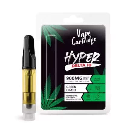900mg D10, D8 Vape Cart – Green Crack – Sativa – 1ml – Hyper