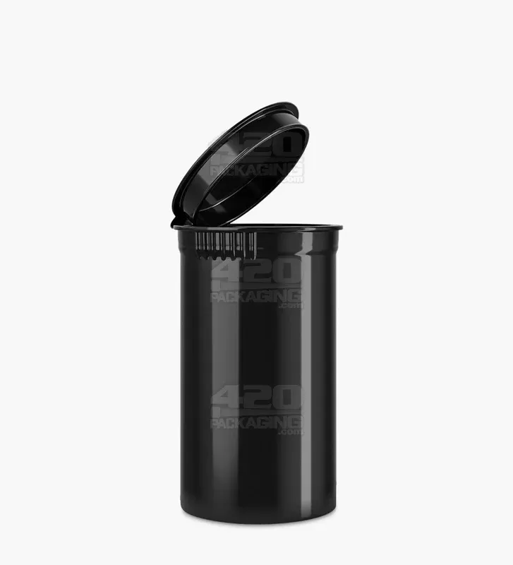 Child Resistant | Opaque Black Pop Bottles | 19dr – 3.5g – 225 Count