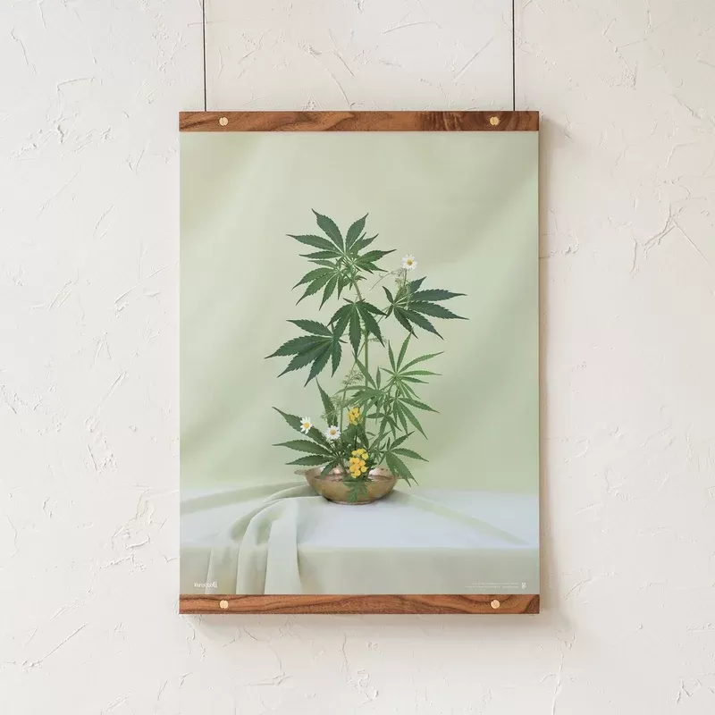 GoldLeaf Green Ikebana Art Print