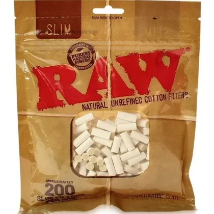 Raw Natural Unrefined Slim Cotton Filters (200-Pack)