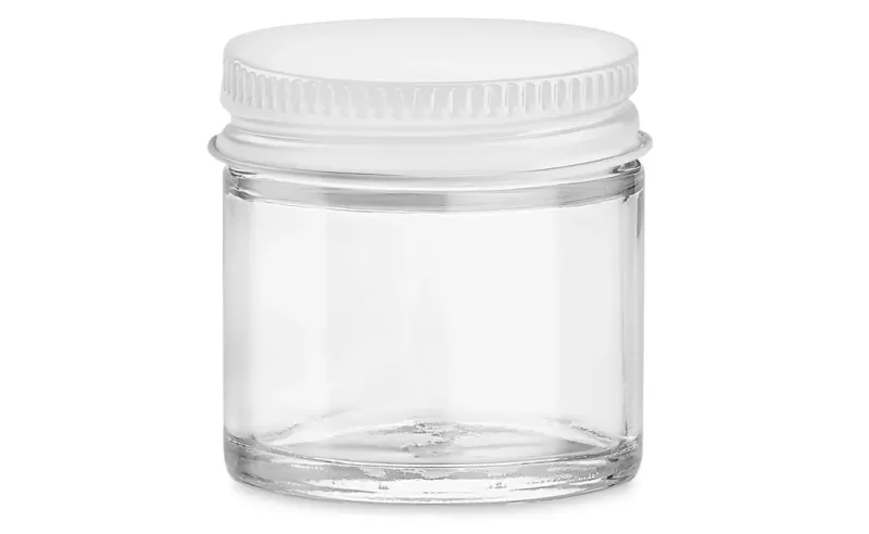 Uline 1 oz Glass Jar With White Lid – Clear Straight Sided
