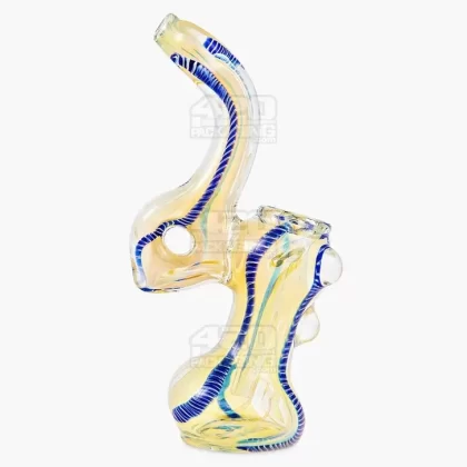 Ribboned & Fumed Bubbler w/ Donut Neck | 6in Tall – Glass – Assorted