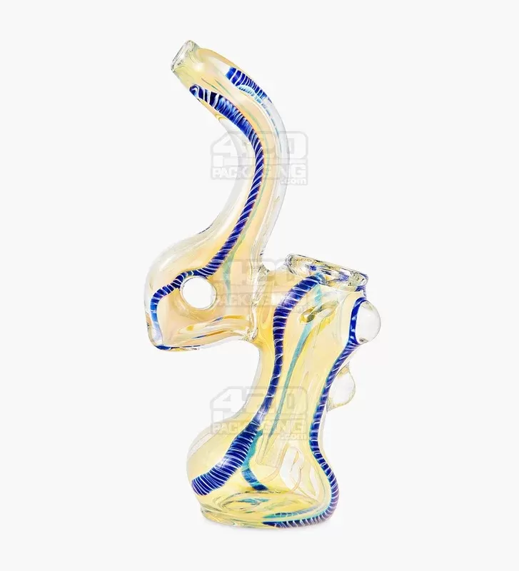 Ribboned & Fumed Bubbler w/ Donut Neck | 6in Tall – Glass – Assorted