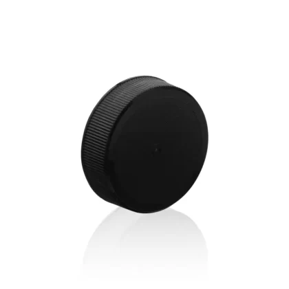 Plastic Cap | Ribbed Matte w/ Foam Liner | 38mm – Black – 80 Count