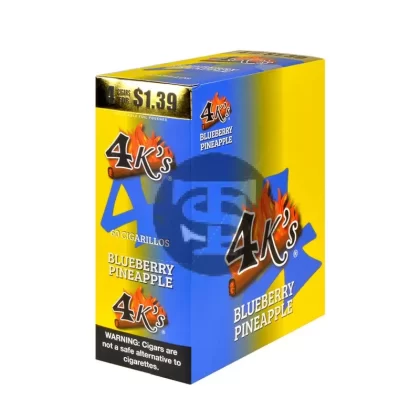 4 Kings Cigarillos 15 Packs of 4 Blueberry Pineapple, Pre-Priced $1.39
